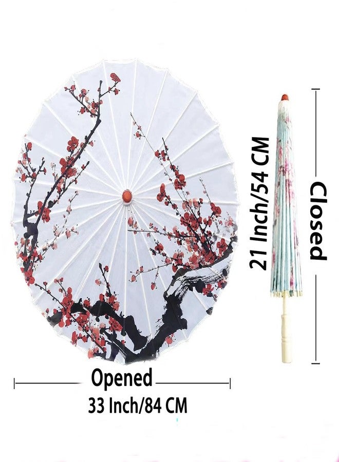 Bestage 33" Handmade Oiled Parasol Bamboo Silk Umbrella Chinese Japanese Art Classical Dance Umbrella Plum Blossom for Wedding Parties Photography Costumes Cosplay Decoration and Other Events - Image 2